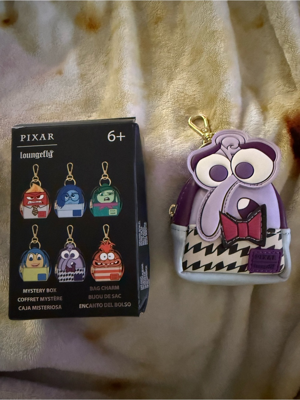 Loungefly Pixar Fear Bag Charm Keychain - Purple & White